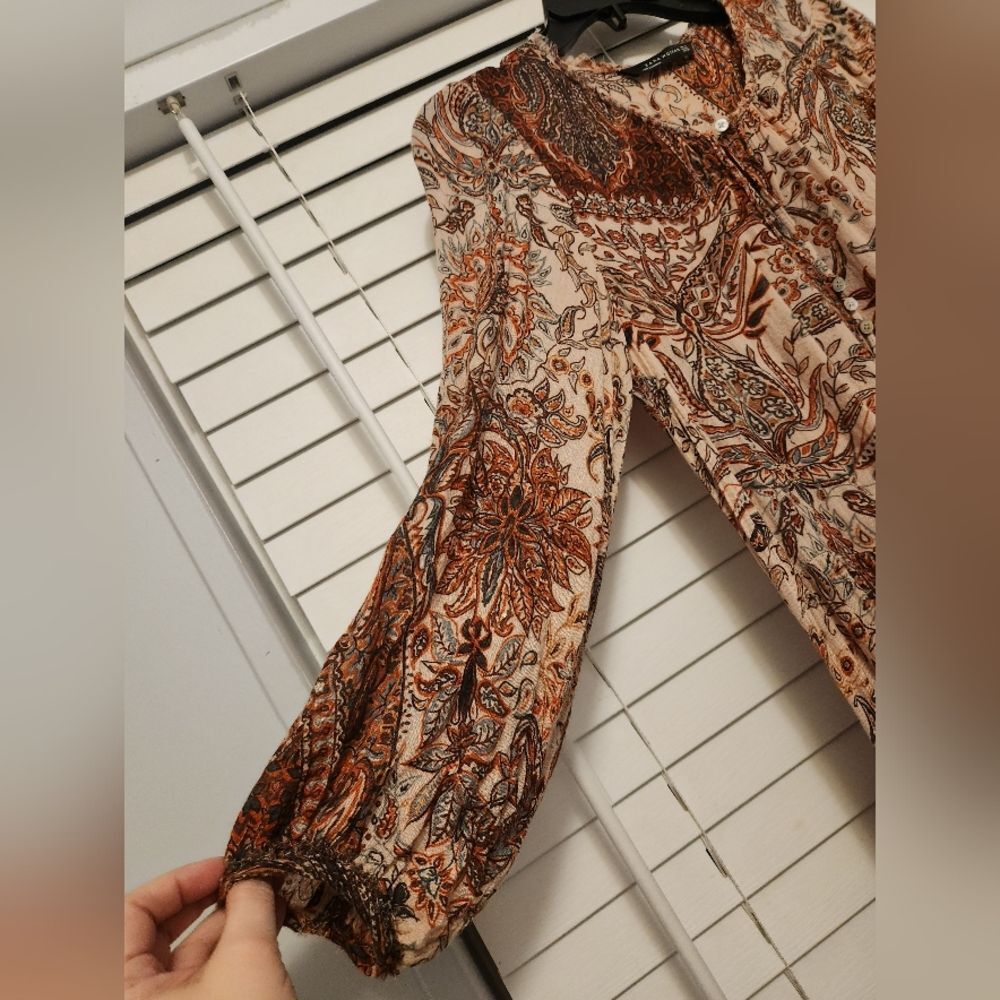 Zara Womes Paisley Print Maxi Dress Size XS Boho! Festival! - Picture 5 of 8
